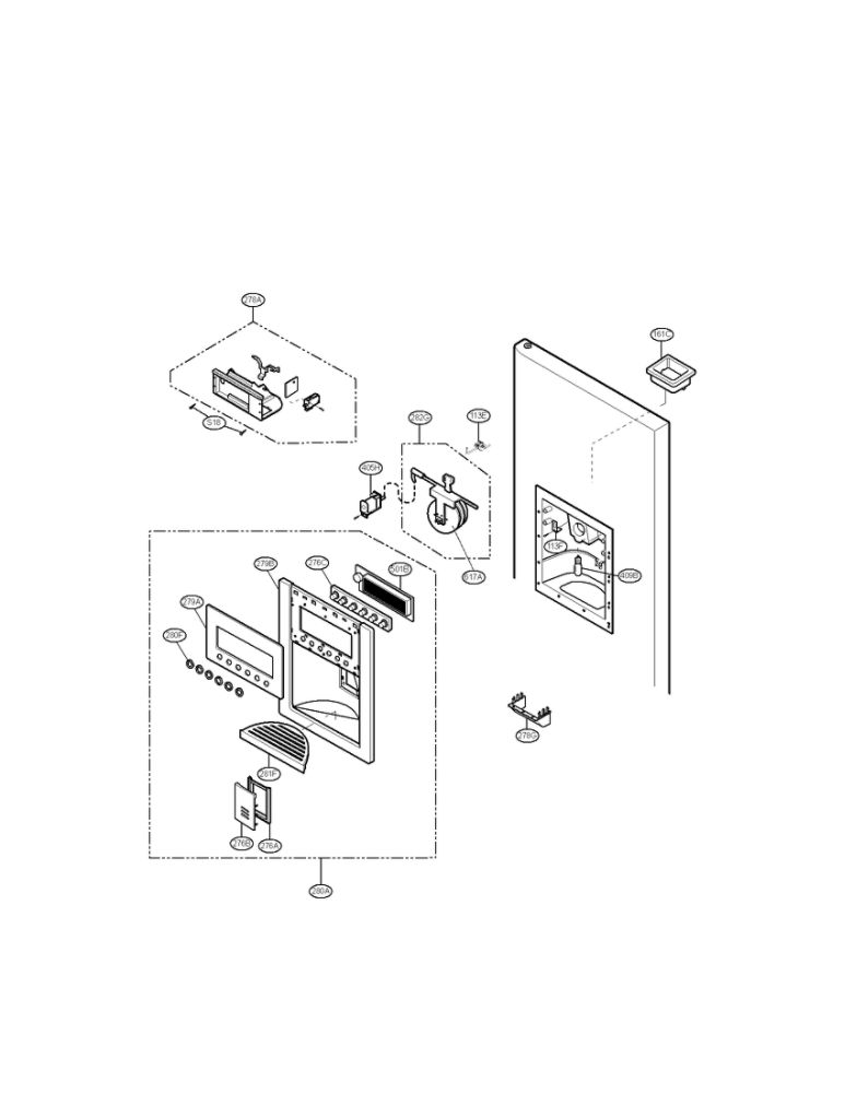 Dispenser Parts Diagram and Parts List for LRSC26923TT 00 LG Refrigerator