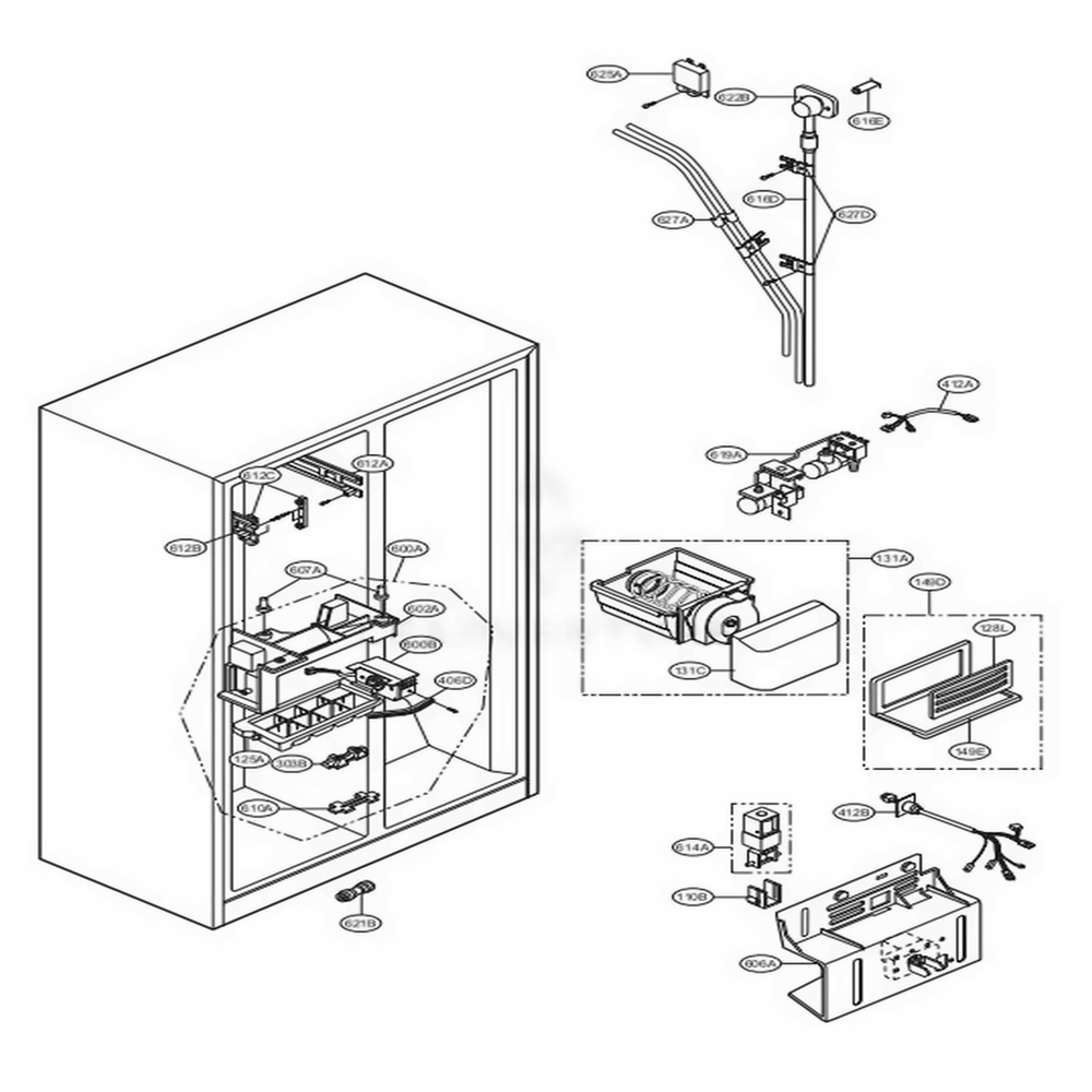 Ice And Water Part Diagram and Parts List for LSC27910TT ATI2LGA LG Refrigerator