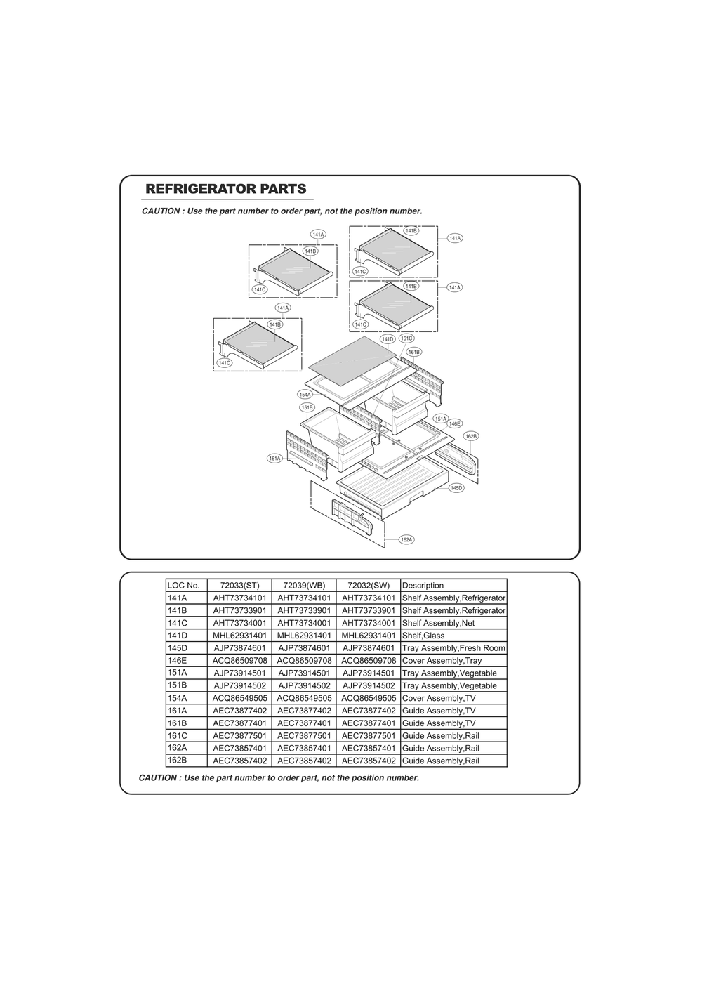 Refrigerator Parts Diagram and Parts List for GC-L258VQXP ASWCSE3 LG Refrigerator