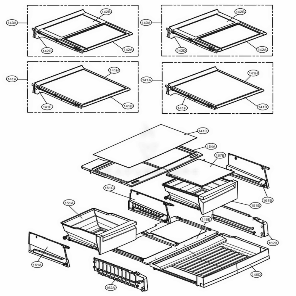 Refrigerator Parts Diagram and Parts List for 74049 AWBCSE2 LG Refrigerator
