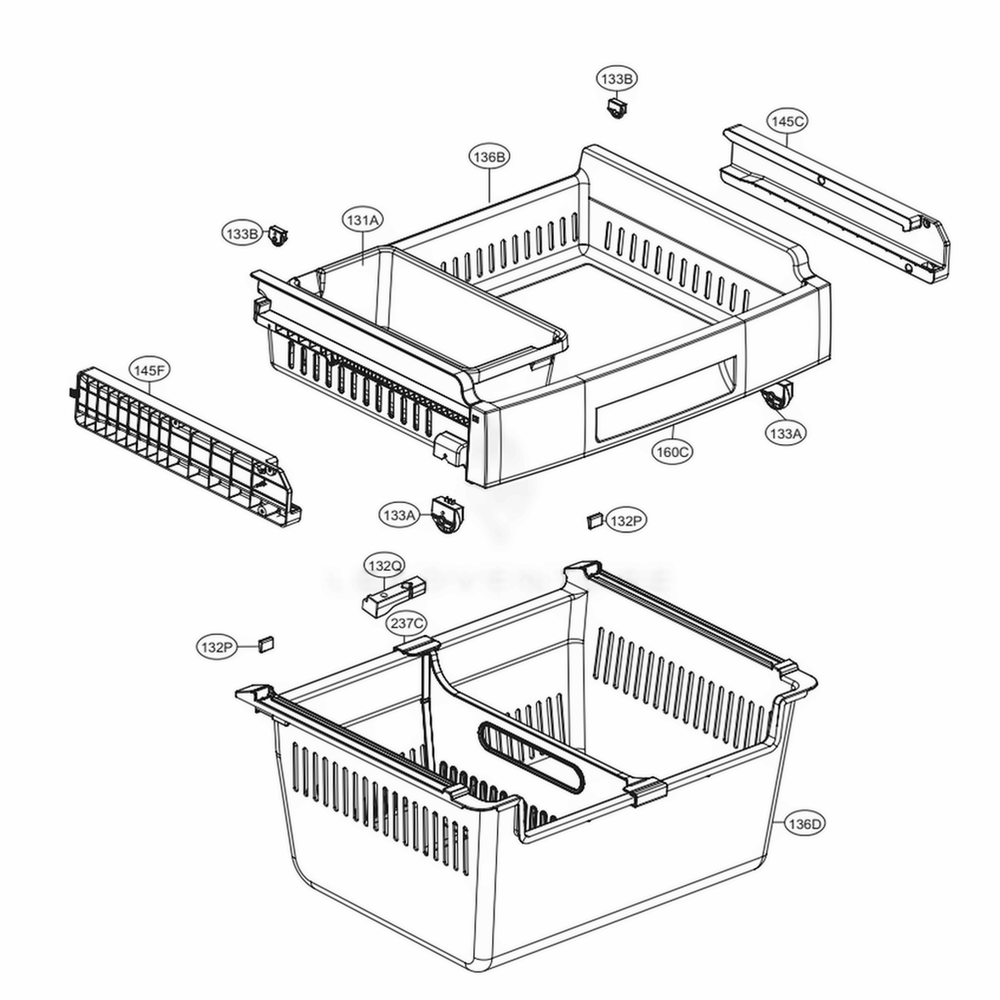 Freezer Parts Diagram and Parts List for 71319 AWBCSE3 LG Refrigerator