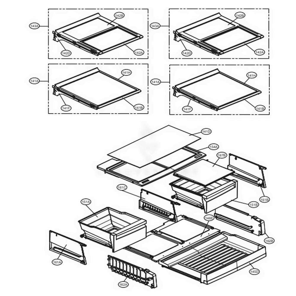 Refrigerator Parts Diagram and Parts List for 74029 AWBCSE1 LG Refrigerator
