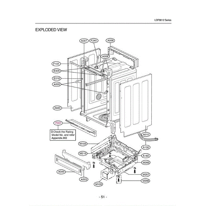 Section 5 Diagram and Parts List for LDF8812ST ASTEEUS LG Dishwasher