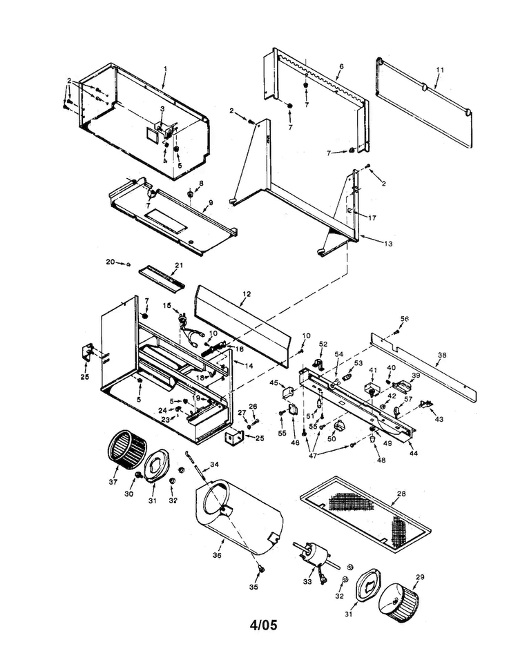 Hideaway Hood Diagram and Parts List for 23334203  Kenmore Range Hood