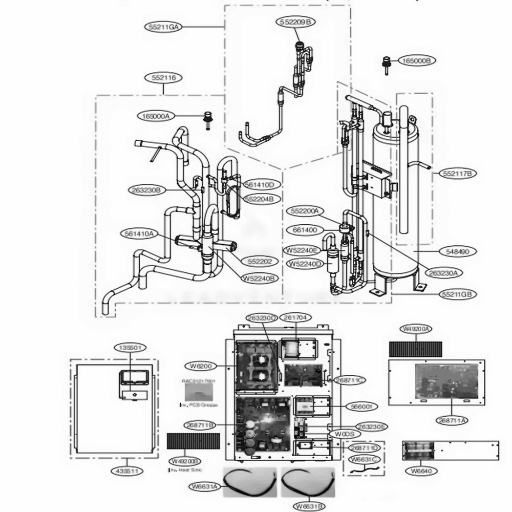 Main 2 Diagram and Parts List for ARUN144BT3 AWGBLUS LG Air Conditioner