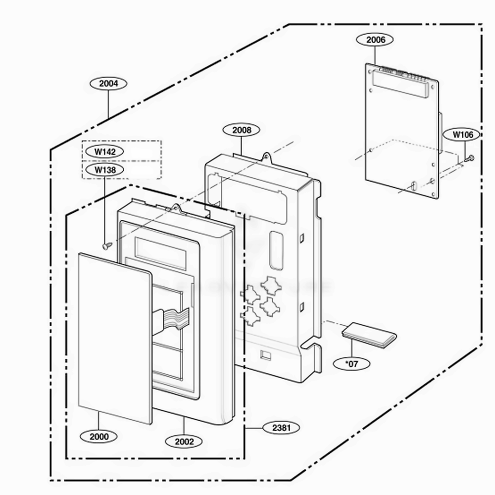 Controller Parts Diagram and Parts List for 80002 CWHESEA LG Range