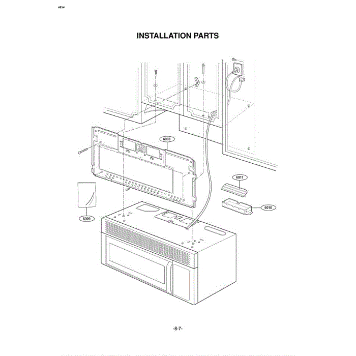 Section 7 Diagram and Parts List for EXV1511B AB1EGSE LG Microwave Oven Combo