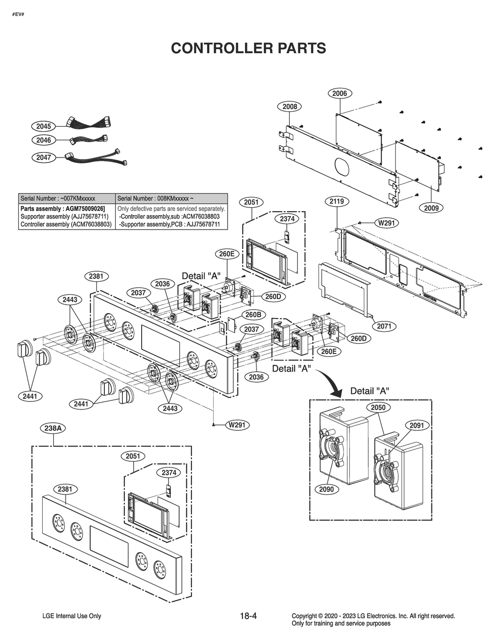 Controller Parts Diagram and Parts List for WCEK6419S ASTLSGN LG Range