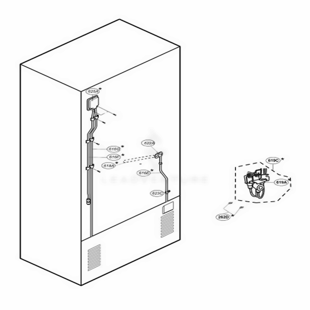 Ice And Water Parts Diagram and Parts List for LRDC20731SW ASWCLGY LG Refrigerator