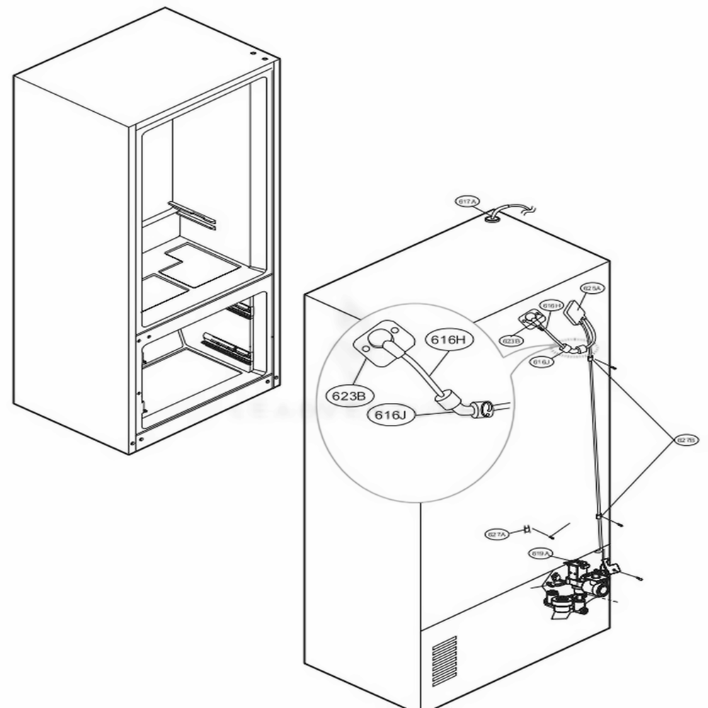 Valve And Water Tube Parts Diagram and Parts List for LFXS28968M AMTCNA0 LG Refrigerator