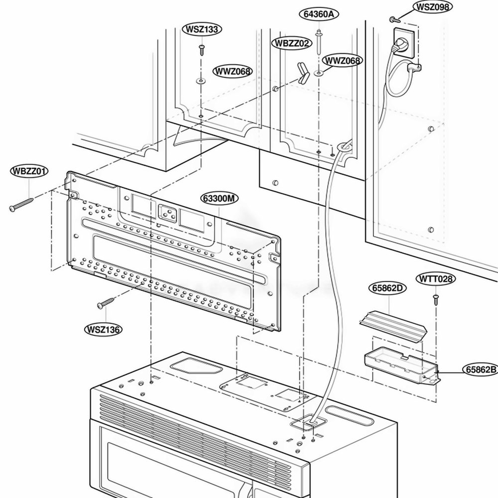 Installation Parts Diagram and Parts List for MH7130XEZ3 A3EWRP LG Range
