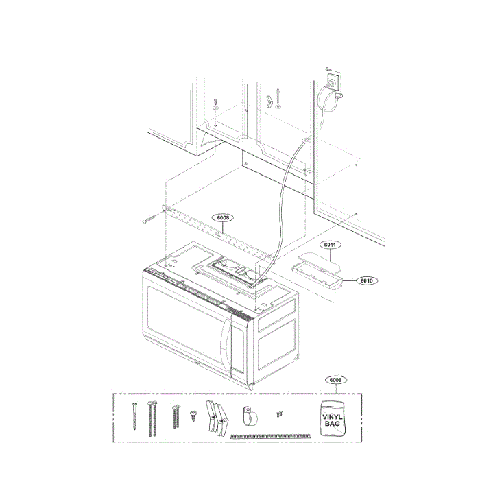 Installation Diagram and Parts List for LMH2235ST 00 LG Microwave Oven Combo
