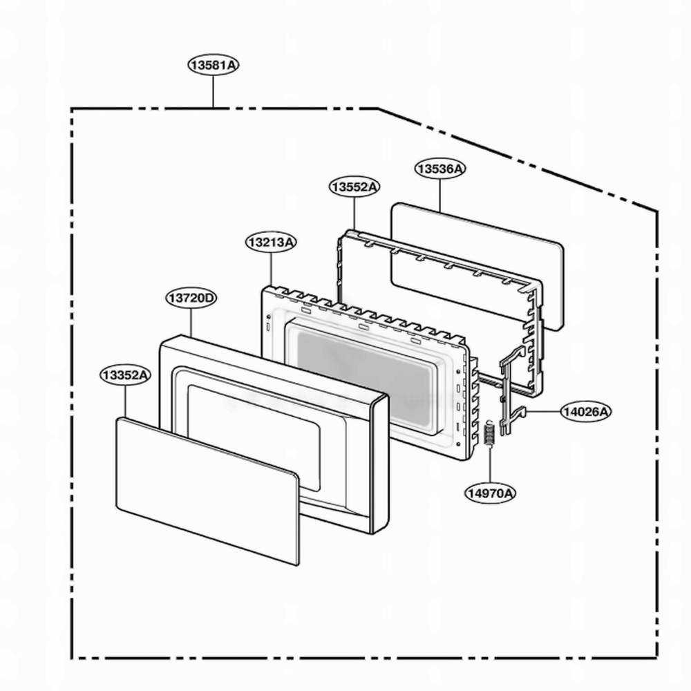 Door Parts Diagram and Parts List for MB3917H HMWQBNX LG Range