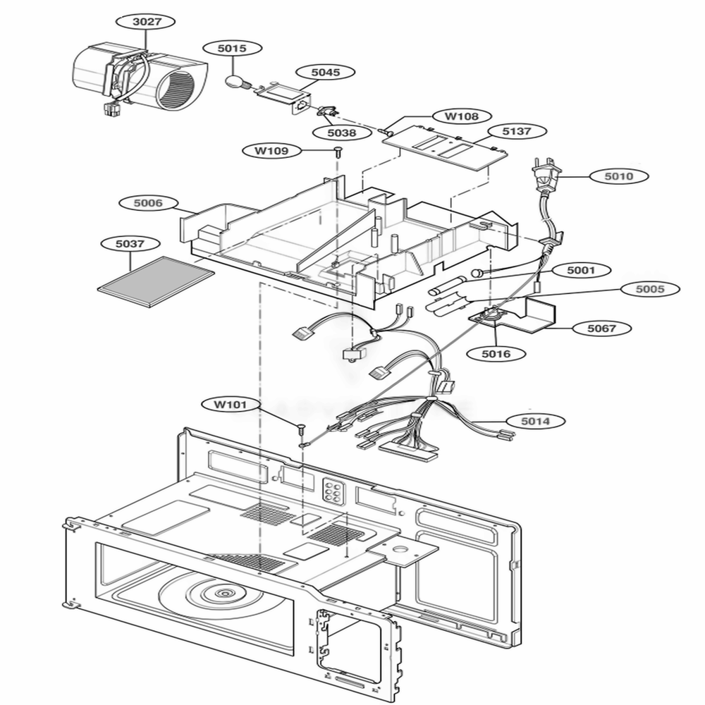 Interior Parts 2 Diagram and Parts List for 80019 CBKESEA LG Wall Oven