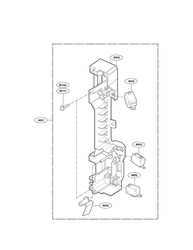 Latch Board Parts Diagram and Parts List for LMV1645SB  LG Microwave