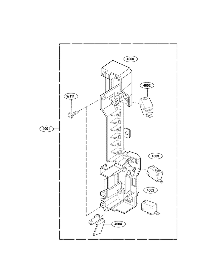 Latch Board Parts Diagram and Parts List for MV1604SW01  LG Microwave