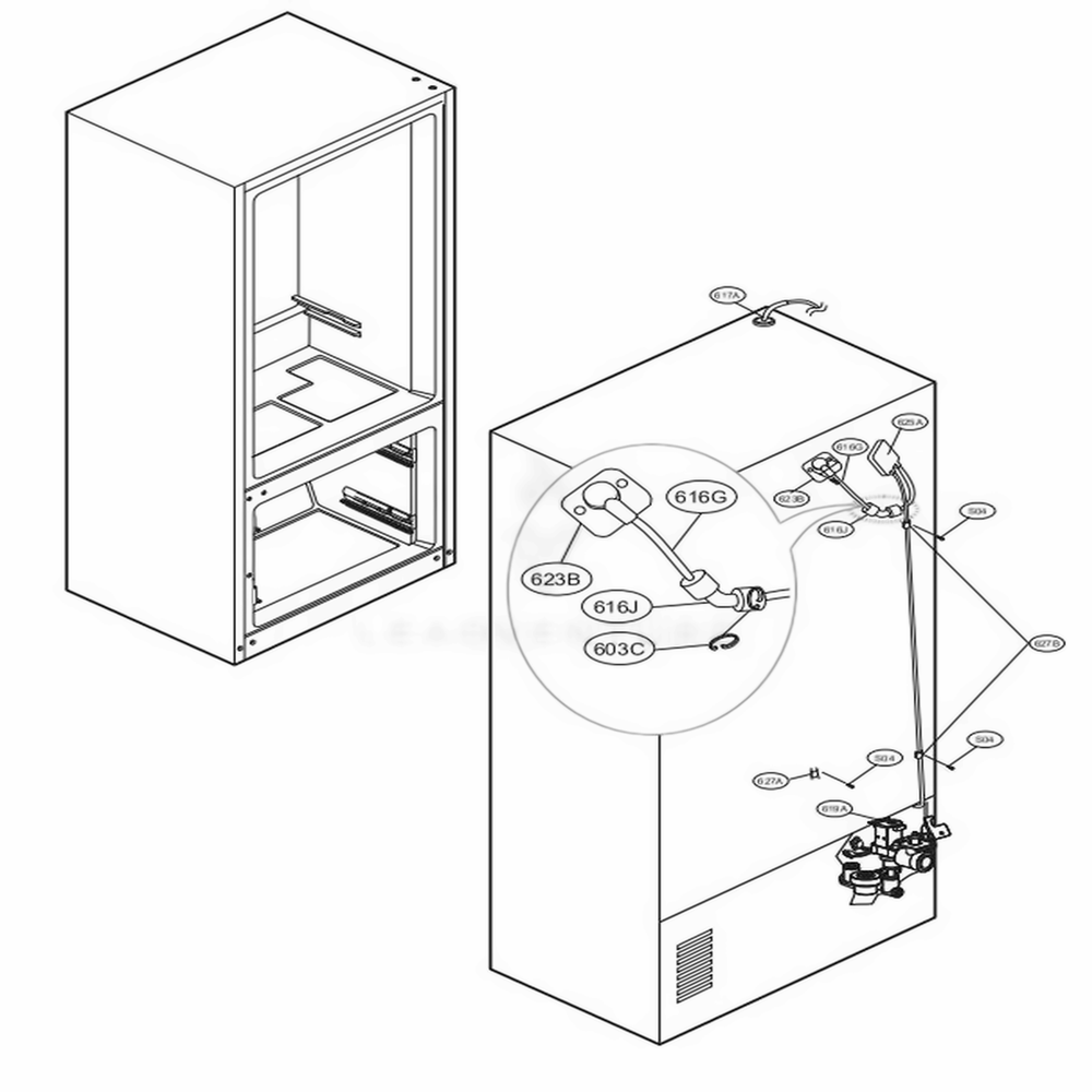 Valve And Water Tube Parts Diagram and Parts List for LFXS30766D ASBCNA0 LG Refrigerator