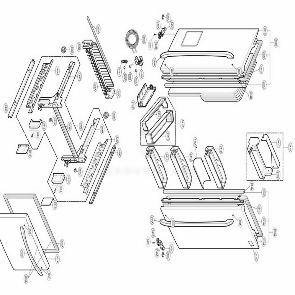 Door Parts Diagram and Parts List for 79779 AWB2SER LG Refrigerator