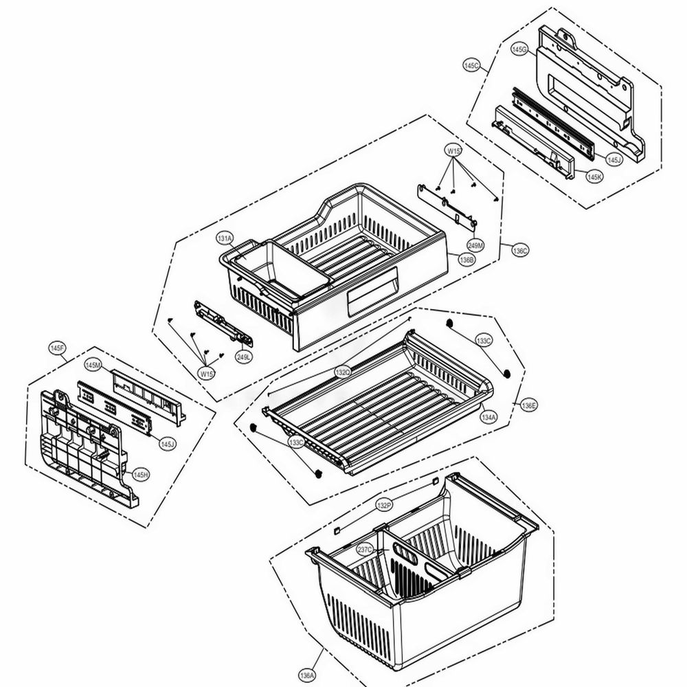 Freezer Parts Diagram and Parts List for 74049 AWBCSE2 LG Refrigerator