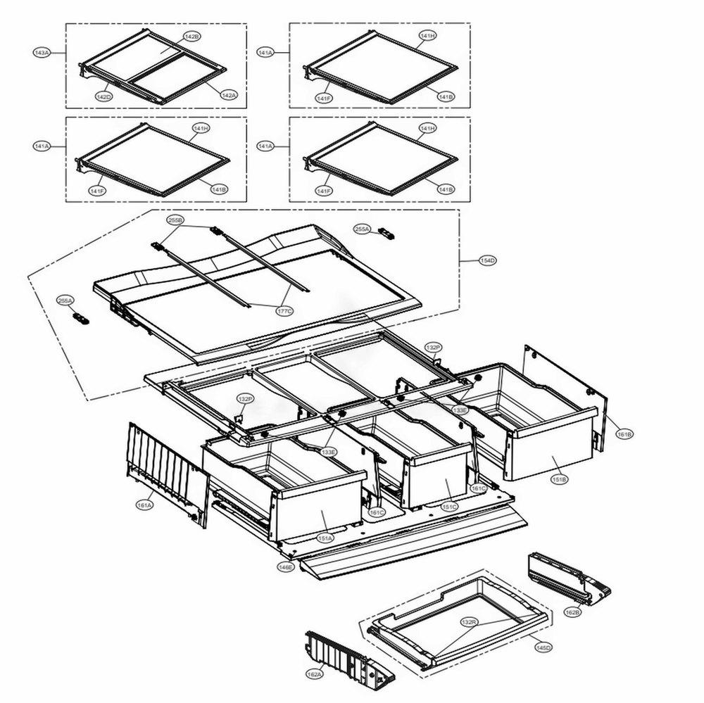 Refrigerator Parts Diagram and Parts List for LFXS32726S ASTCNA1 LG Refrigerator