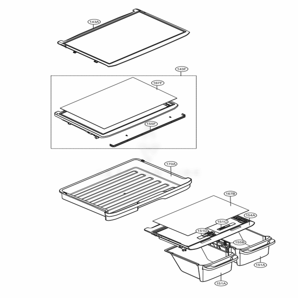 Refrigerator Parts Diagram and Parts List for 79432 ASWCSE5 LG Refrigerator