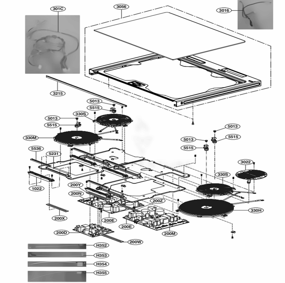 Cooktop Parts 1 Diagram and Parts List for LSE4617ST ASTLLGA LG Range