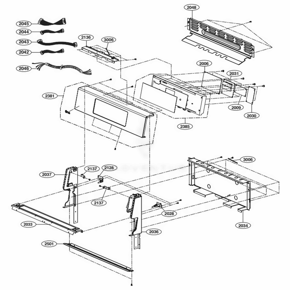 Controller Parts Diagram and Parts List for LDG3035ST FS1ELGA LG Wall Oven