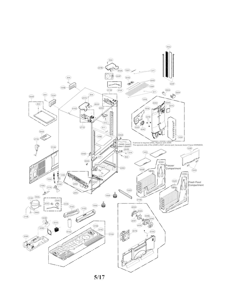 Case Parts Diagram and Parts List for LMXS30776S 03 LG Refrigerator