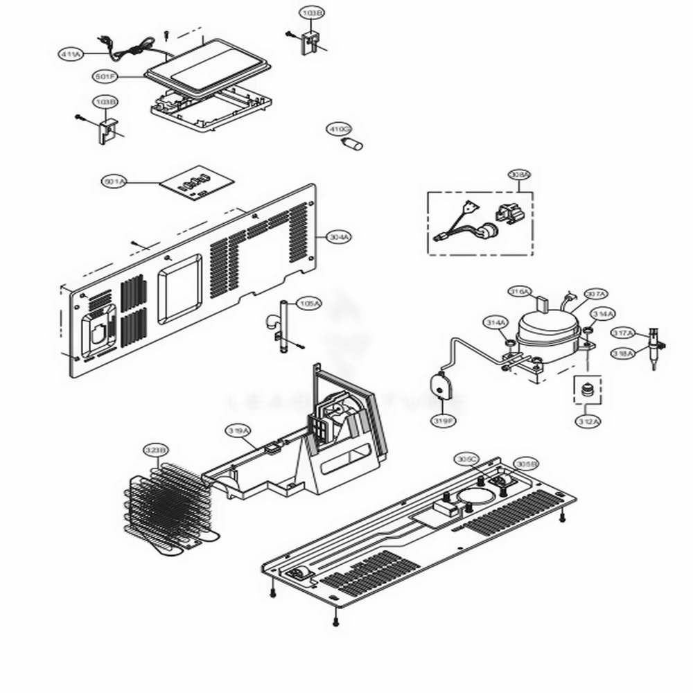 Machine Compartment Diagram and Parts List for LSXS26386S ASTCNA5 LG Refrigerator