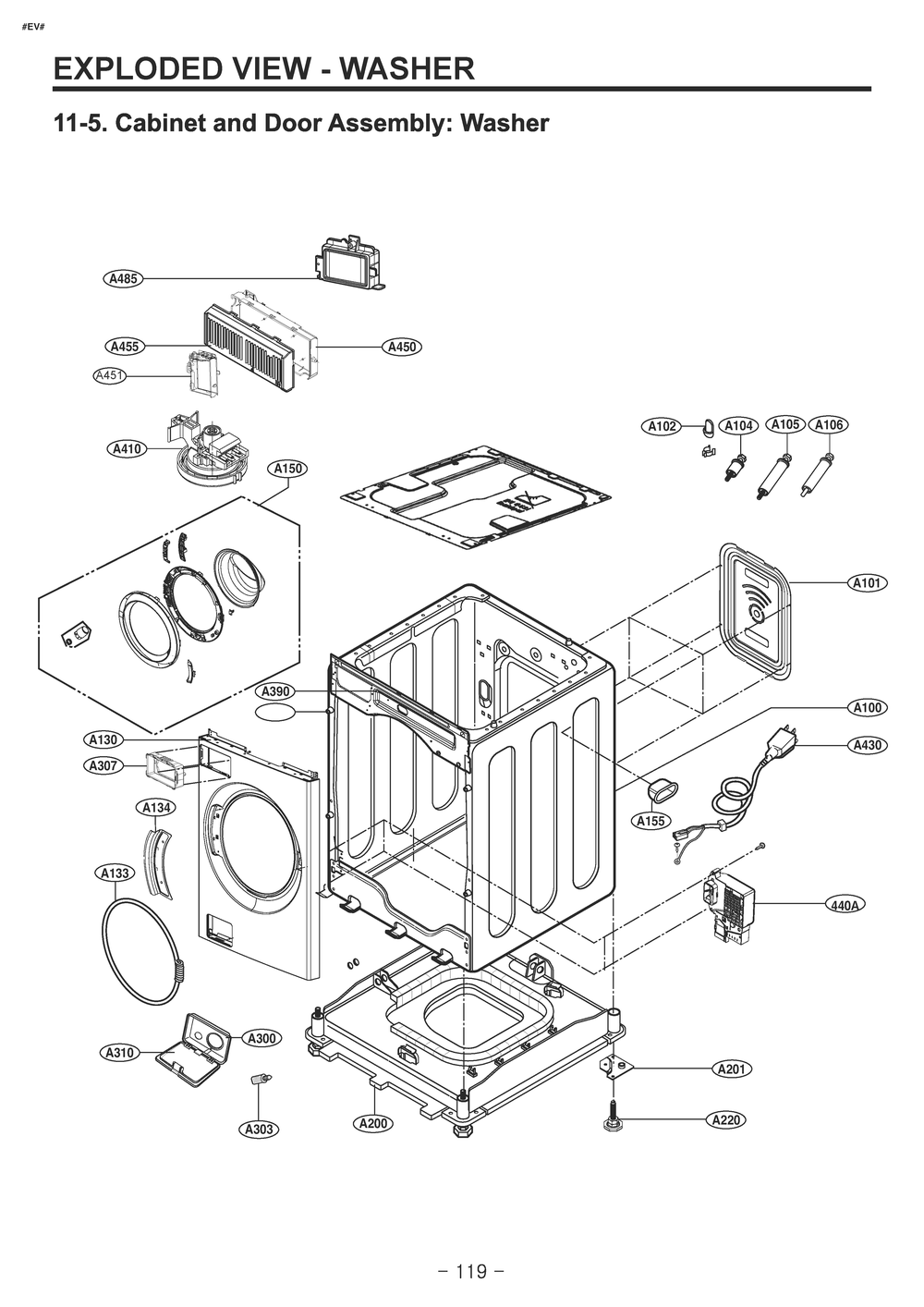 Diagram 4 Diagram and Parts List for W3S1CVK2EVS ABLEEUS LG Washer