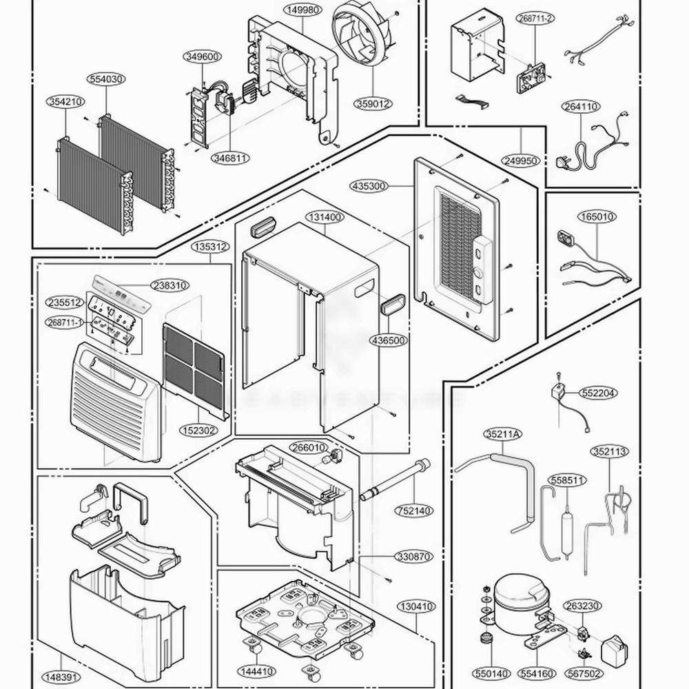 Main Diagram and Parts List for BHD252 AWGAHCI LG Air Conditioner