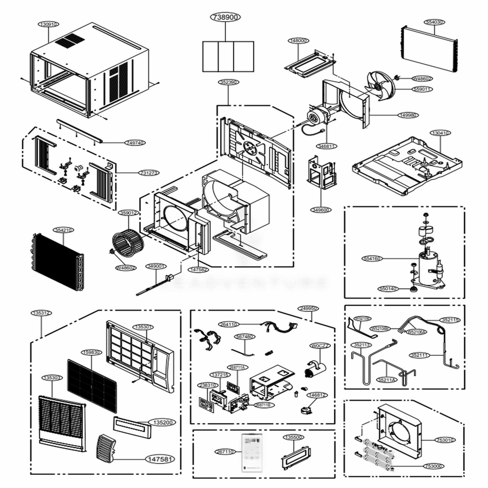 Main Diagram and Parts List for EP24G33B ASWAFRD LG Air Conditioner