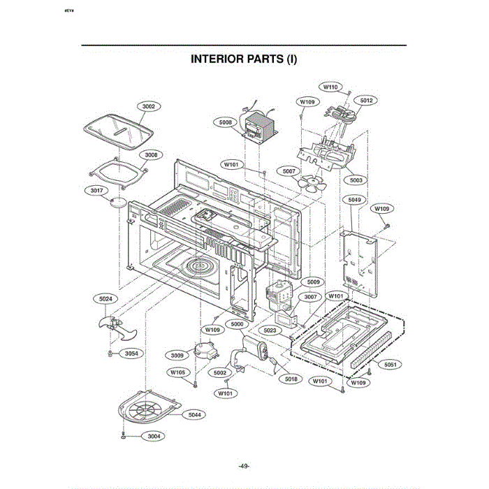 Section 6 Diagram and Parts List for LMVM2055SB ABKELGA LG Microwave Oven Combo