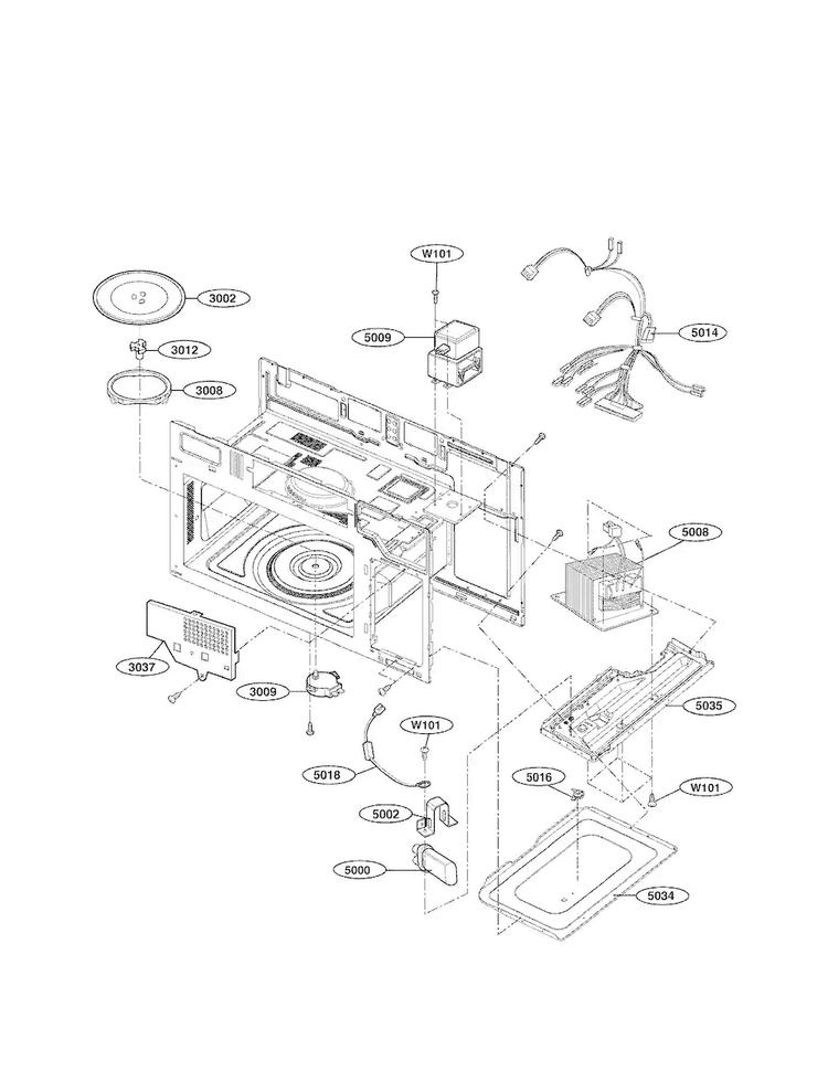 Interior Parts I Diagram and Parts List for LMV1683ST 00 LG Microwave