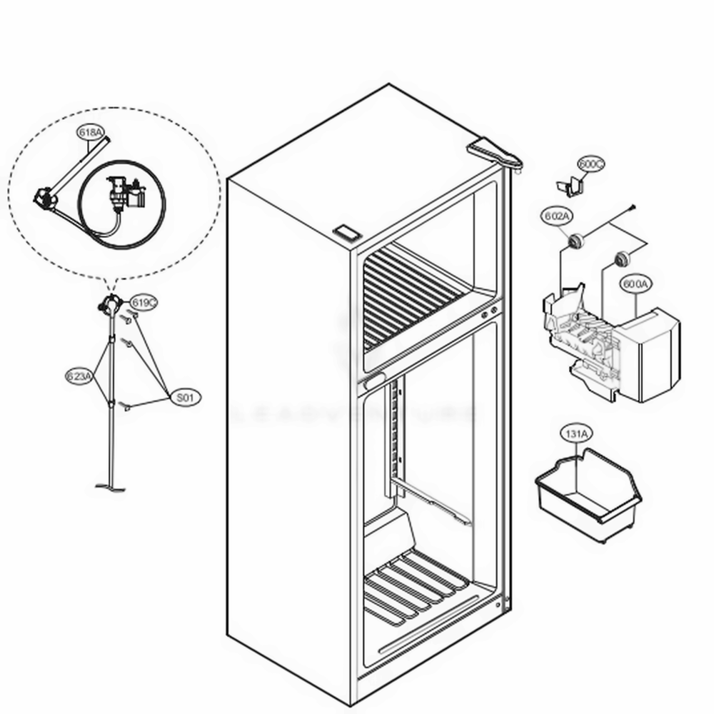 Ice Maker Parts Diagram and Parts List for 78033 ASTCSE4 LG Refrigerator