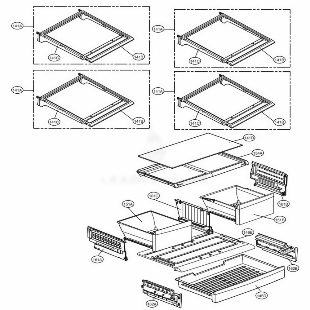 Refrigerator Parts Diagram and Parts List for 71032 ASWCSE0 LG Refrigerator