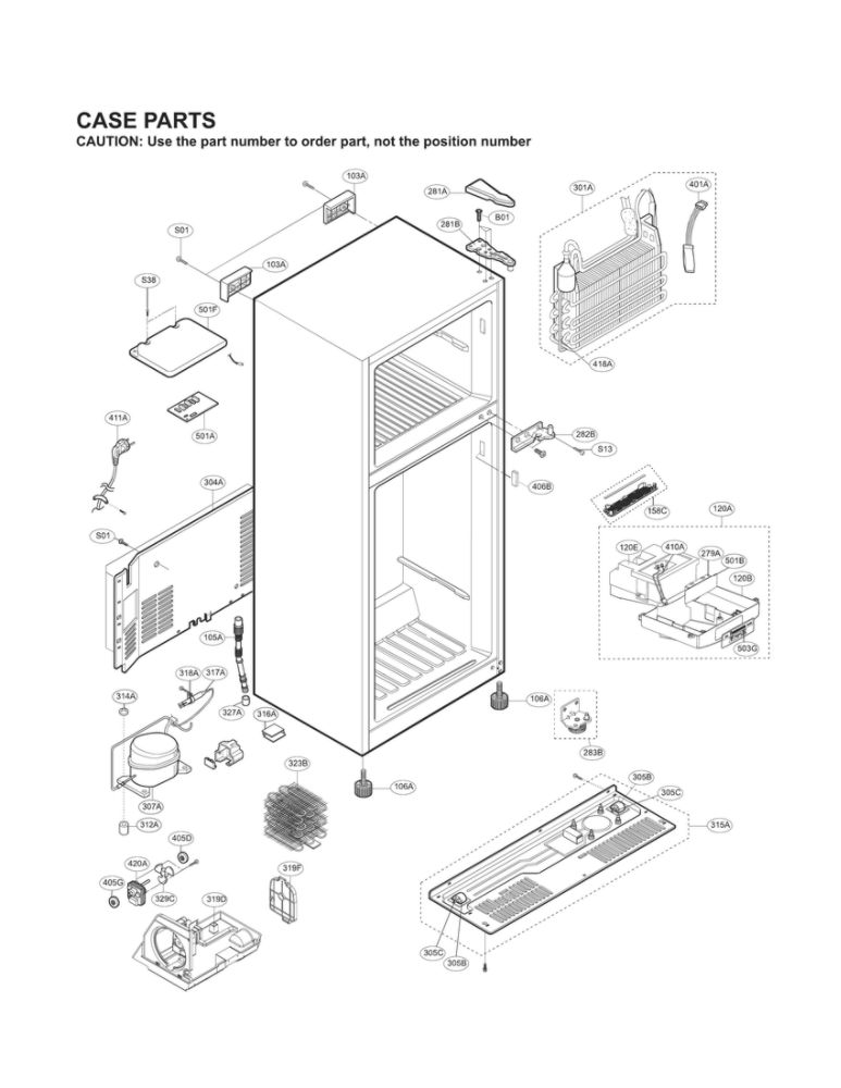 Case Parts Diagram and Parts List for LTCS20030S 00 LG Refrigerator