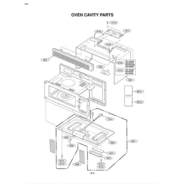 Section 4 Diagram and Parts List for MV-1501B ABKEGSE LG Microwave Oven Combo