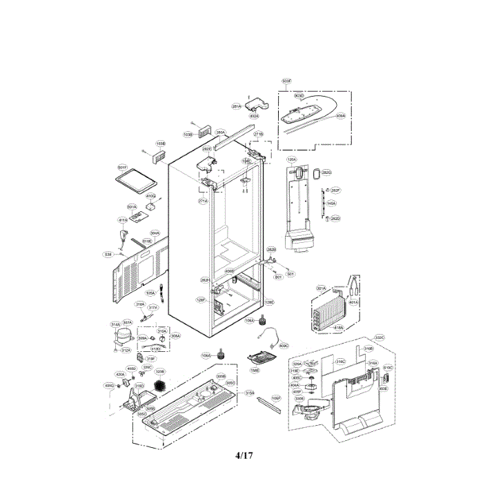 Case Diagram and Parts List for LFCS22520S 00 LG Refrigerator