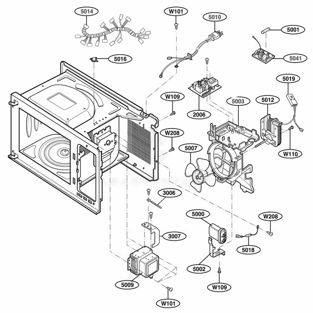 Interior Parts 2 Diagram and Parts List for 63299 ABKESEA LG Range