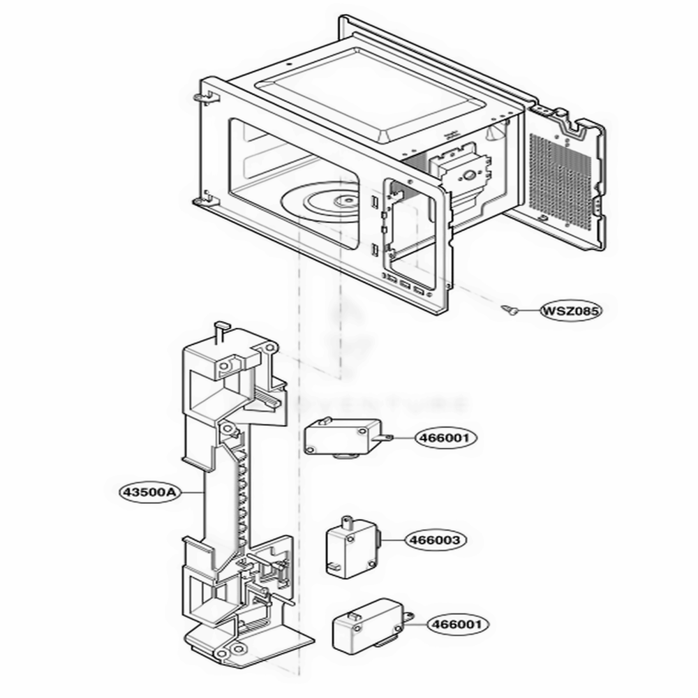 Latch Board Parts Diagram and Parts List for MT4110SPQ CW1EWRP LG Wall Oven