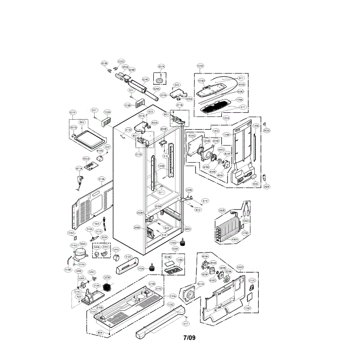 Case Diagram and Parts List for LFX28977SW 00 LG Refrigerator