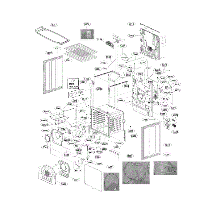Cavity Diagram and Parts List for LSG4513ST 00 LG Range