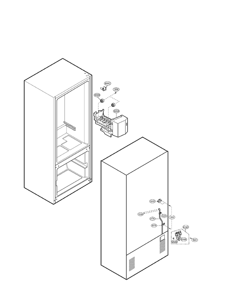 Water & Ice Maker Parts Diagram and Parts List for LRBC20512SW 01 LG Refrigerator