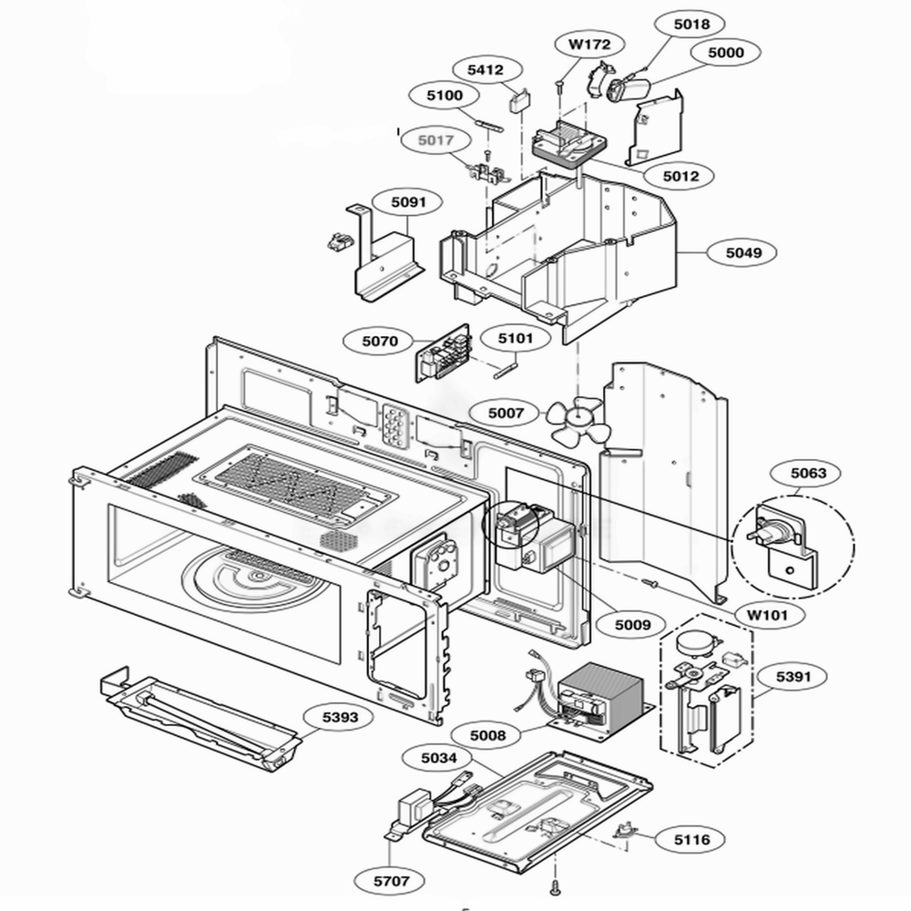 Interior Part 1 Diagram and Parts List for SCA1000HBB ABKEGEU LG Range