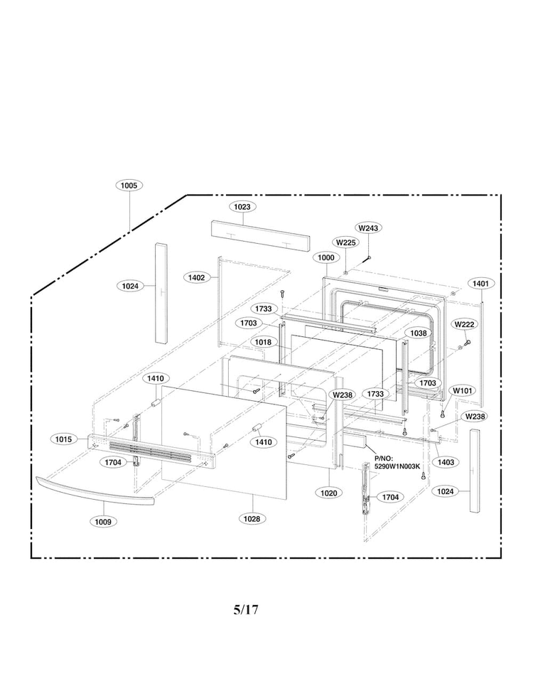 Door Parts Diagram and Parts List for LSB5682SB 00 LG Range