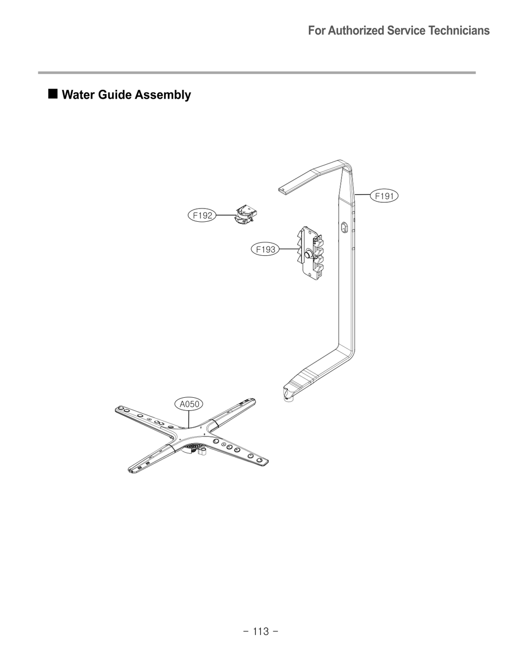 Water Guide Assembly Diagram and Parts List for DUA315HB ABPEEUS LG Dishwasher
