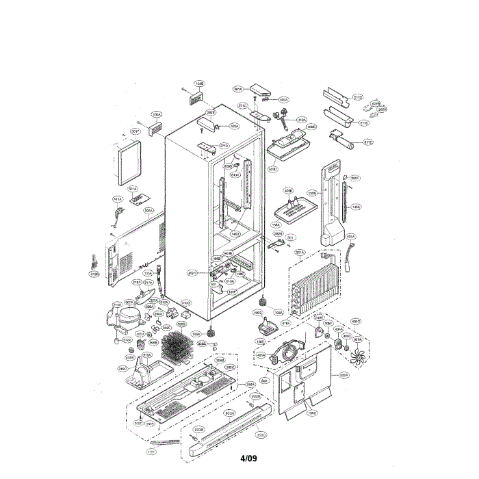 Case Diagram and Parts List for LRFD22850SW  LG Refrigerator