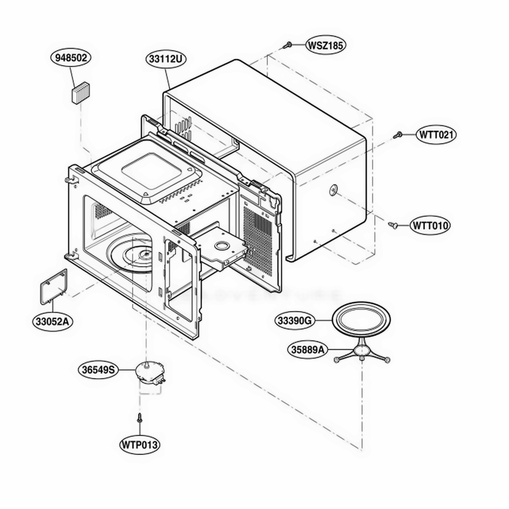 Oven Cavity Parts Diagram and Parts List for MC696W KWHEMCF LG Wall Oven