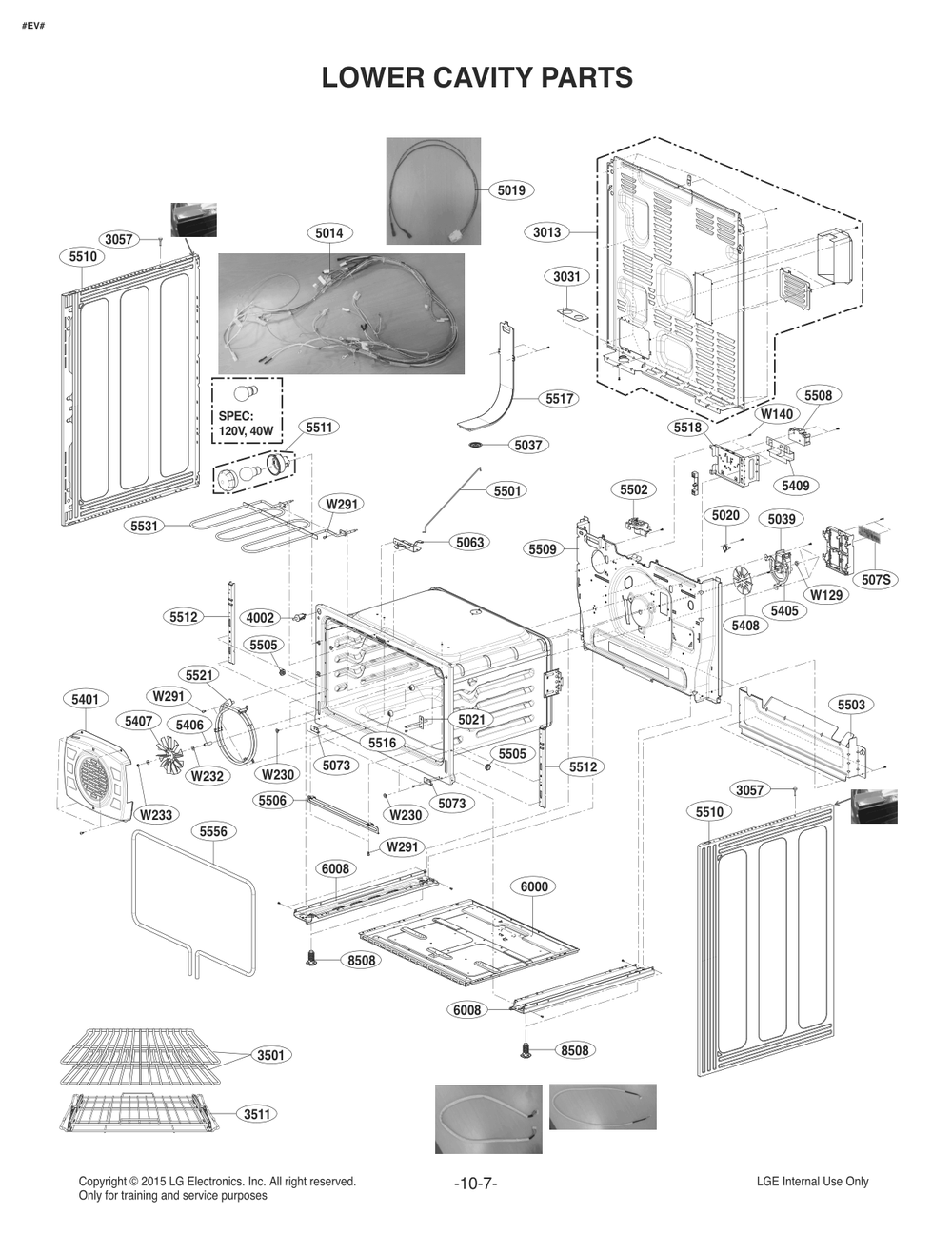 Lower Cavity Parts Diagram and Parts List for FZ474PGV ASTLLGA LG Range